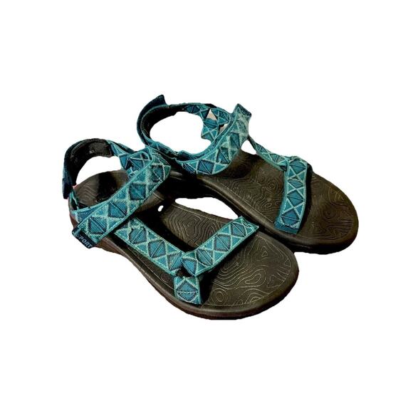 J-Sport By Jambu Womens Sandals 7 Teal/ Turquoise Slingback Geometric - Picture 2 of 11